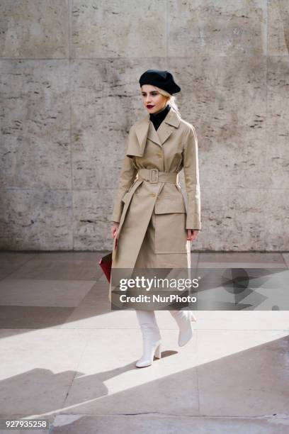 Fashion influencer, Caroline Daur seen during Paris Fashion Week Womenswear Fall/Winter 2018/2019 on March 5, 2018 in Paris, France.