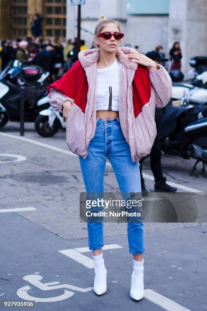 Lena Perminova attends at Giambattista Valli fashion show in Paris Fashion Week Fall/Winter 2018/19 on 5 March 2018, Paris, France.