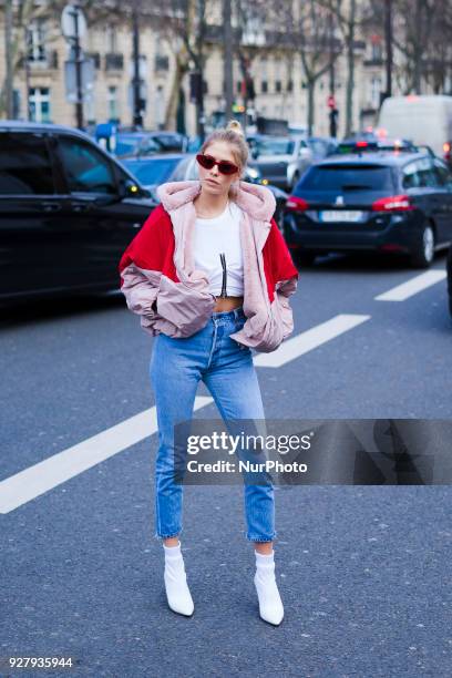 Lena Perminova attends at Giambattista Valli fashion show in Paris Fashion Week Fall/Winter 2018/19 on 5 March 2018, Paris, France.