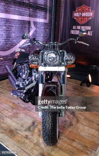 The newly launched Harley Davidson Low Rider at the Harley Davidson showroom in New Delhi.
