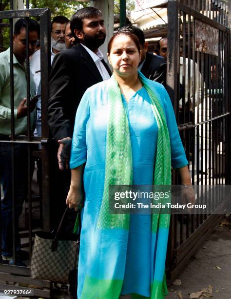 Chief Lalu Prasad's daughter and Bihars MP Misa Bharti comes out of the Patiala house court premises after getting bail in a money laundering case in...