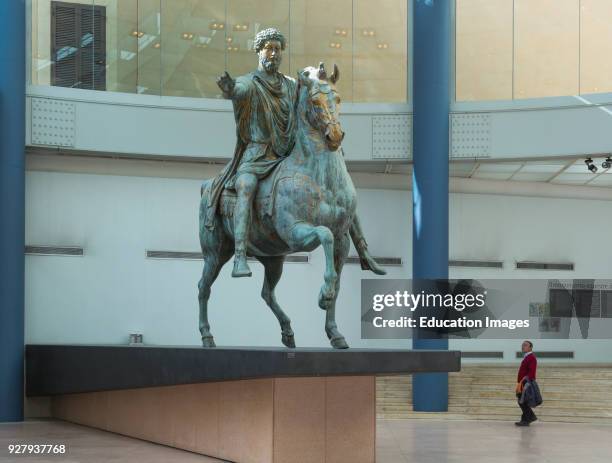 Rome, Italy, The Capitoline Museum, Equestrian statue of Marcus Aurelius, The Historic Centre of Rome is a UNESCO World Heritage Site.