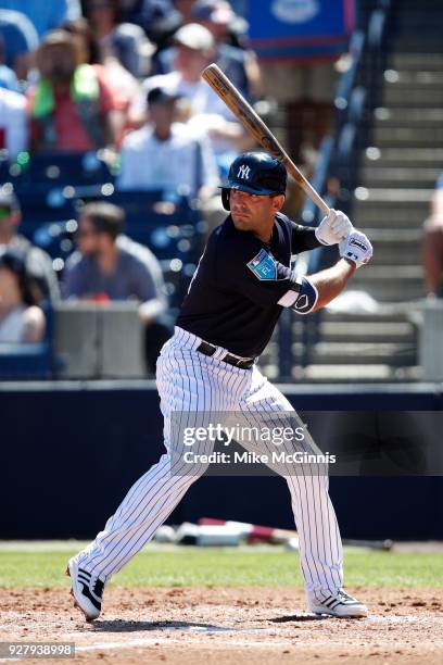 Danny Espinosa of the New York Yankees in action during a spring training game against the Tampa Bay Rays at George M. Steinbrenner Field on March...