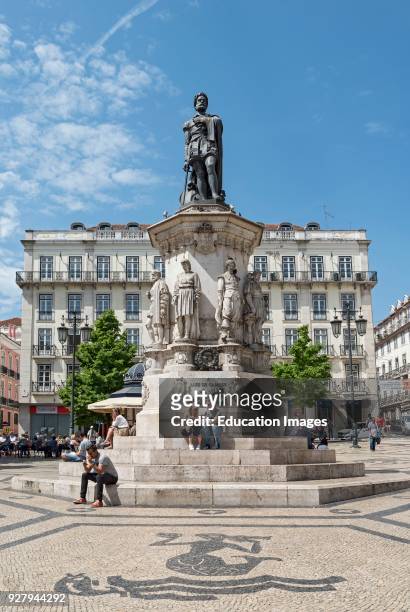 Statue of Luis de Camoes, Camões Square, Lisbon, Portugal.
