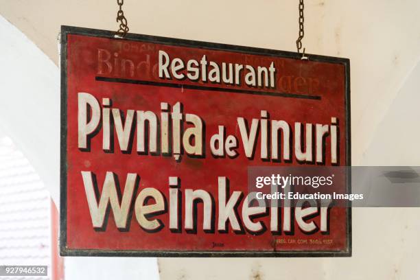 Wine Cellar Sign, Sibiu, Romania.