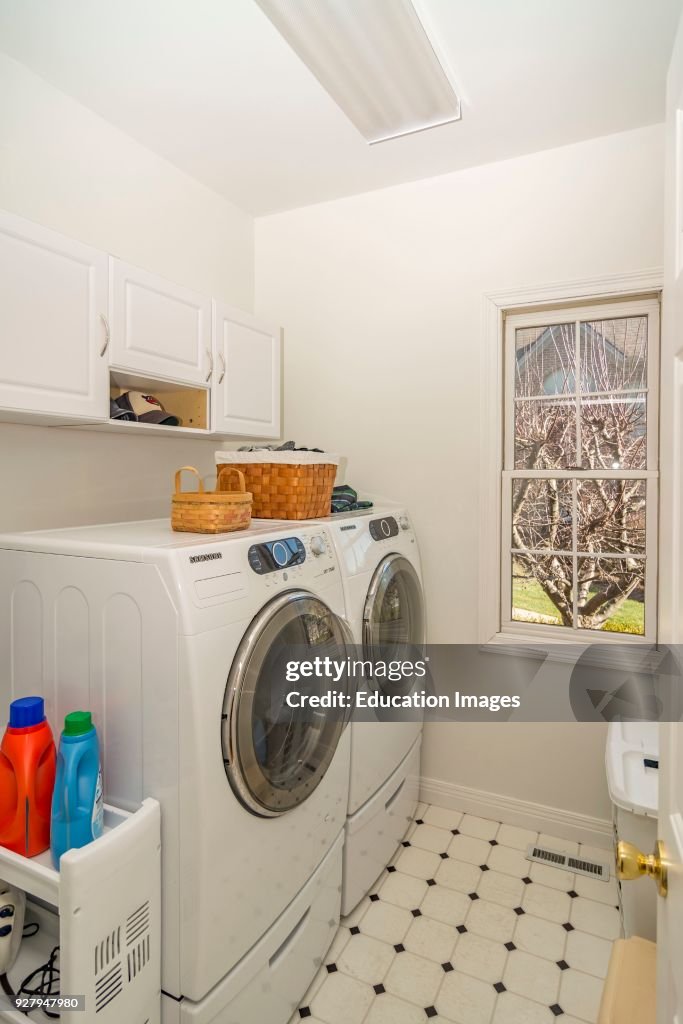 Laundry room interior of middle-class American home in Kentucky. News ...