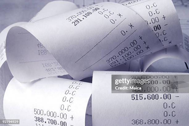 printout paper rolls - adding machine tape stock pictures, royalty-free photos & images