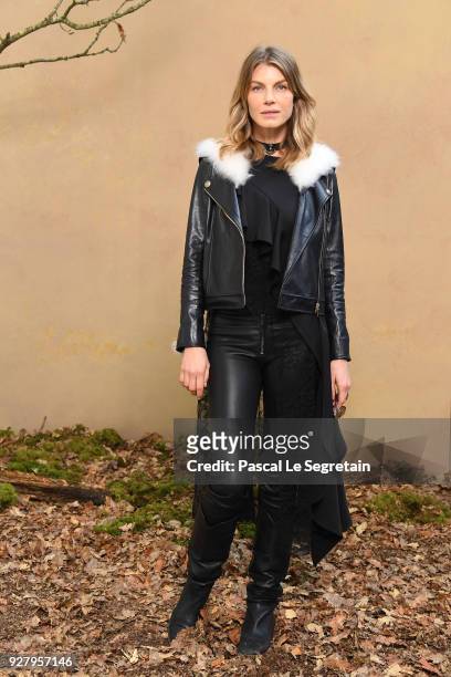 Angela Lindvall attends the Chanel show as part of the Paris Fashion Week Womenswear Fall/Winter 2018/2019 at Le Grand Palais on March 6, 2018 in...