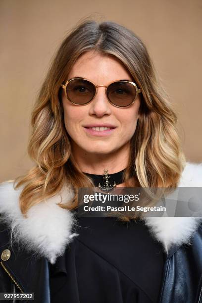 Angela Lindvall attends the Chanel show as part of the Paris Fashion Week Womenswear Fall/Winter 2018/2019 at Le Grand Palais on March 6, 2018 in...