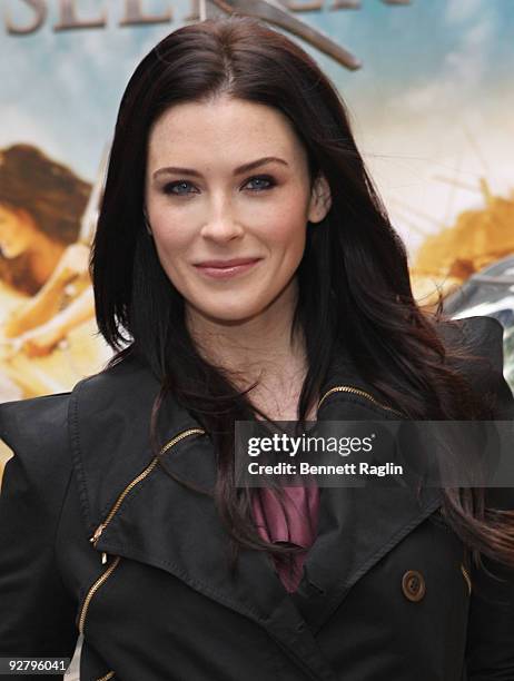 Actress Bridget Regan attends the "Legend of The Seeker" sword of the truth unveiling at Military Island, Times Square on November 5, 2009 in New...