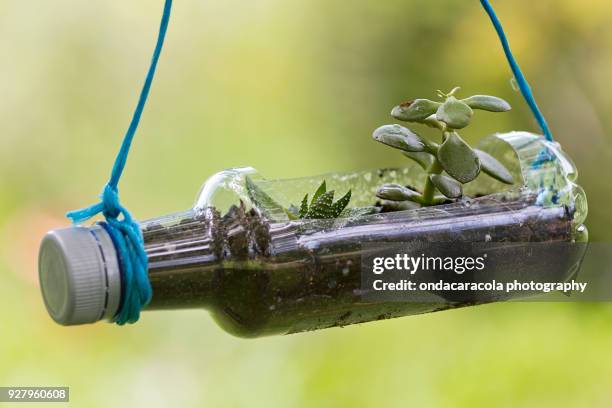 elements for recycling gardening crafts - gartengerät stock-fotos und bilder