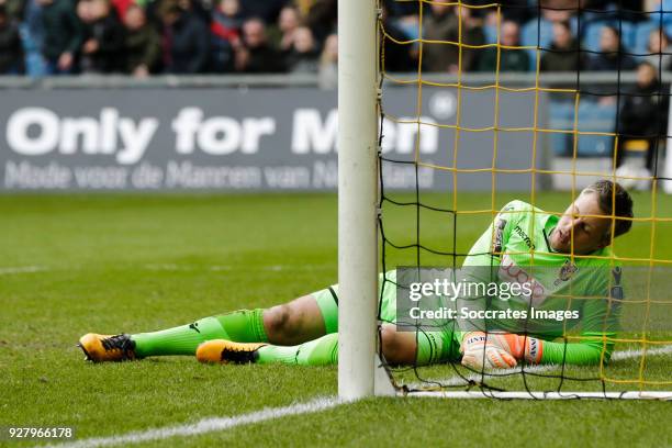 Remko Pasveer of Vitesse, disappointed after the 3-2 during the Dutch Eredivisie match between Vitesse v Ajax at the GelreDome on March 4, 2018 in...