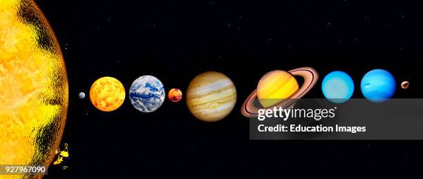 The Sun and Planets of our Solar System Including Pluto.