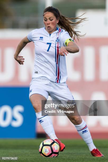 Sara Björk Gunnarsdóttir of Iceland women during the Algarve Cup 2018 match between Iceland and the Netherlands at Estadio Municipal de Albufeira on...