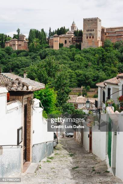 albaicin district and alhambra palace - albaicín stock pictures, royalty-free photos & images