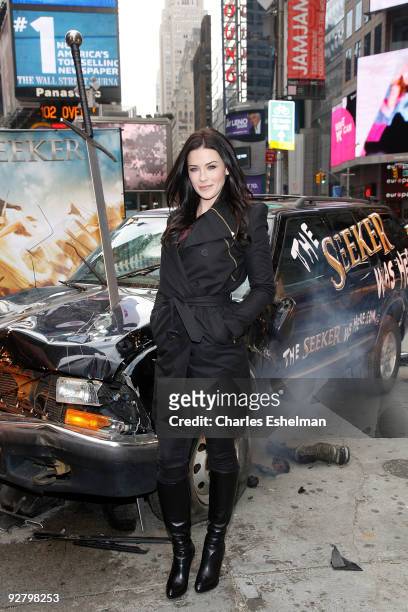 Actress Bridget Regan attends the "Legend of The Seeker" The Sword of Truth unveiling at Military Island, Times Square on November 5, 2009 in New...