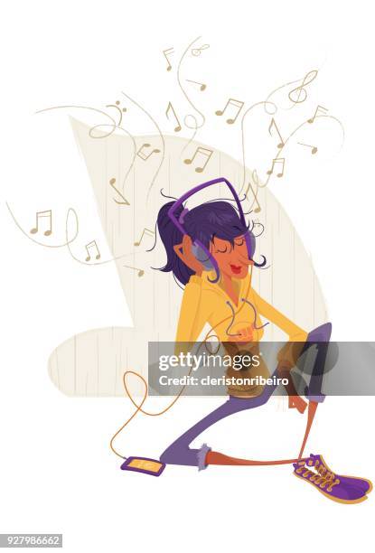 listening to music - musica stock illustrations