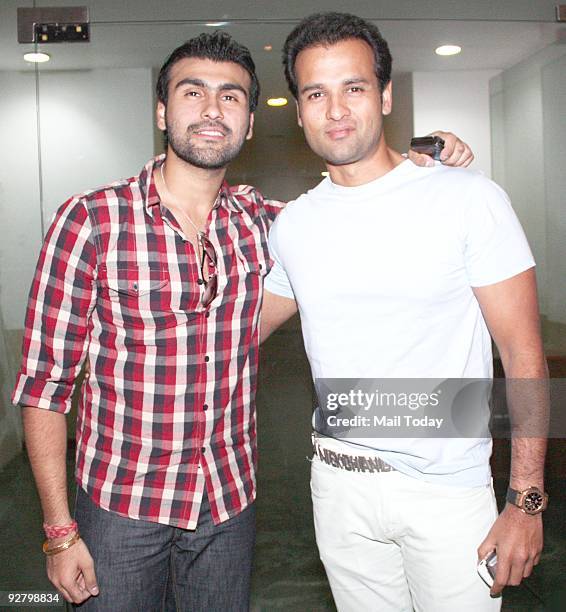 Actors Arya Babbar and Rohit Roy at a screening of the film Jail In Mumbai on Wednesday, November 4, 2009.