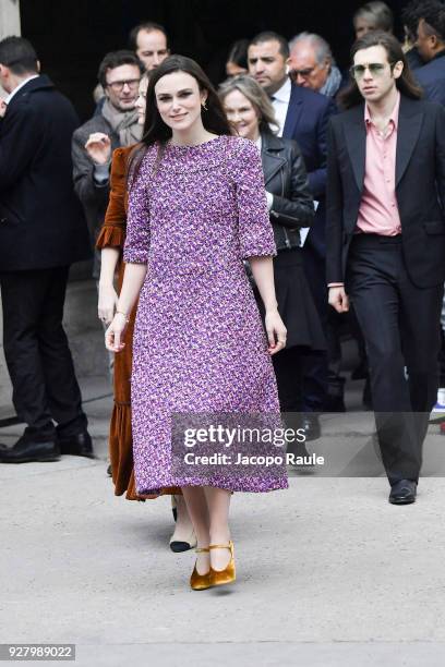 Keira Knightley and James Righton are seen arriving at Chanel Fashion Show during the Paris Fashion Week Womenswear Fall/Winter 2018/2019 on March 6,...