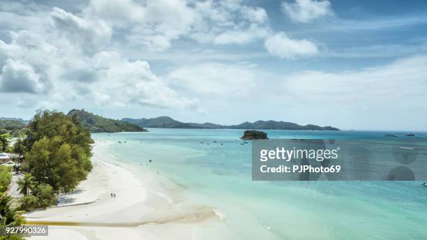 aerial view of anse volbert - praslin iceland - pjphoto69 stock pictures, royalty-free photos & images