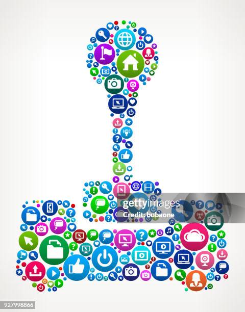 joystick internet communication technology icon pattern - talking to camera studio stock illustrations