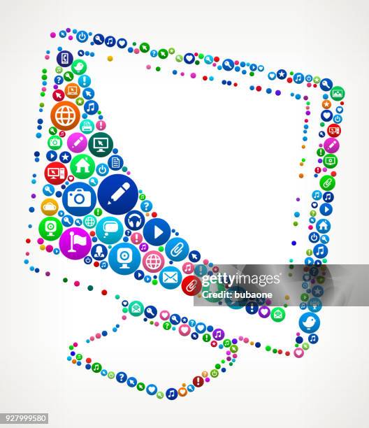 monitor internet communication technology icon pattern - talking to camera studio stock illustrations