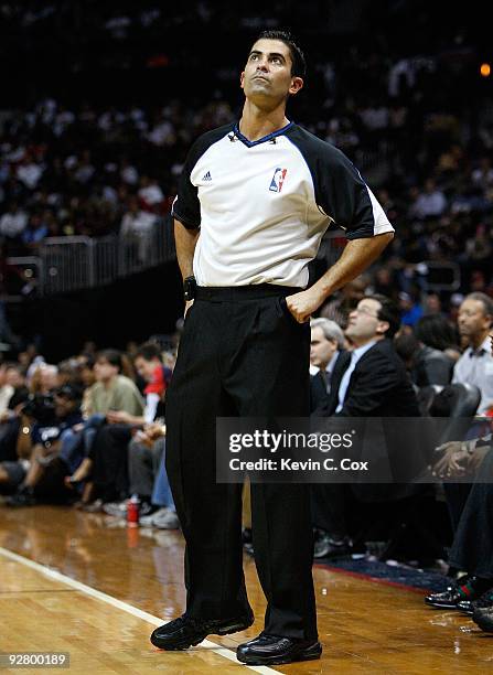 Referee Zach Zarba during the game between the Atlanta Hawks and the Indiana Pacers at Philips Arena on October 28, 2009 in Atlanta, Georgia.