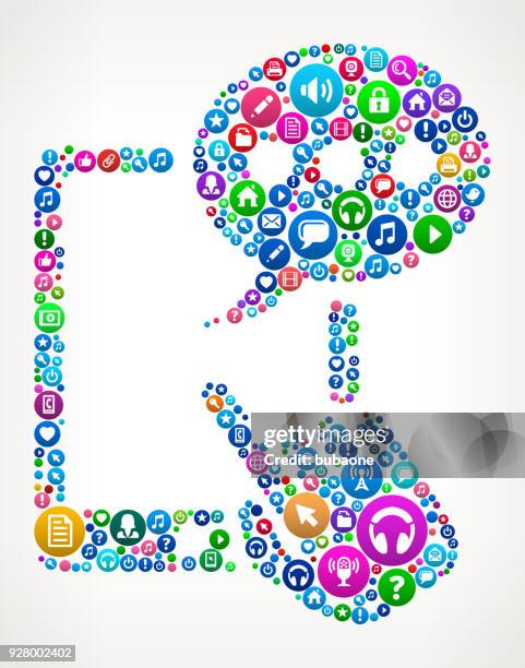 tablet communication internet communication technology icon pattern - talking to camera studio stock illustrations