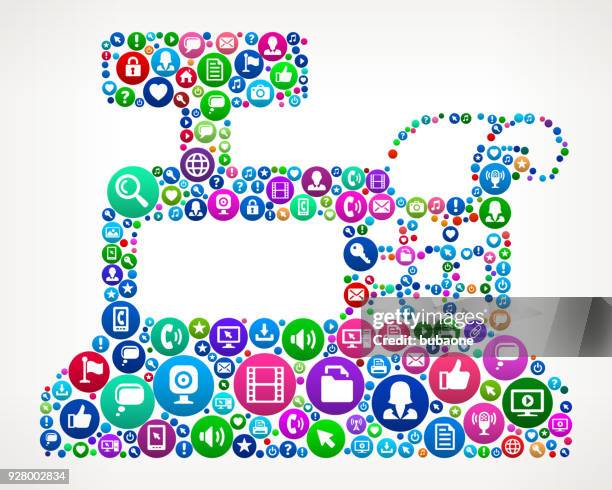cash register internet communication technology icon pattern - talking to camera studio stock illustrations