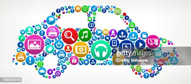 car internet communication technology icon pattern - hybrid cloud stock illustrations