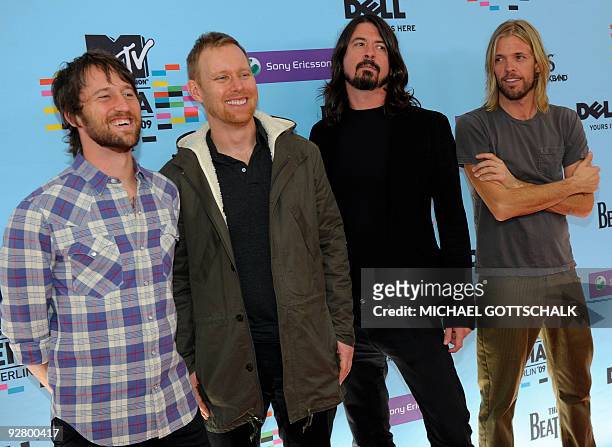 Rock band Foo Fighters poses ahead of the MTV Europe Music Awards 2009 at the O2 Arena in Berlin on November 5, 2009. US singer Kate Perry will host...