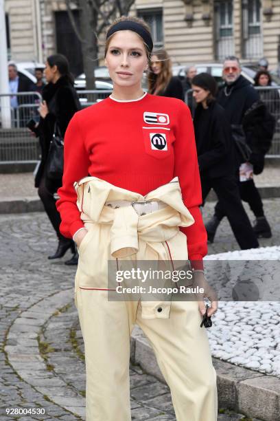 Elena Perminova attends the Miu Miu show as part of the Paris Fashion Week Womenswear Fall/Winter 2018/2019 on March 6, 2018 in Paris, France.