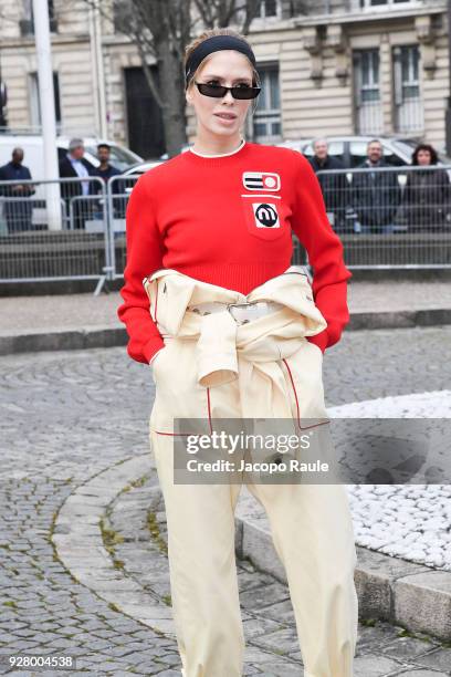 Elena Perminova attends the Miu Miu show as part of the Paris Fashion Week Womenswear Fall/Winter 2018/2019 on March 6, 2018 in Paris, France.