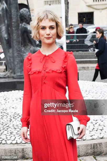 Alison Sudol attends the Miu Miu show as part of the Paris Fashion Week Womenswear Fall/Winter 2018/2019 on March 6, 2018 in Paris, France.