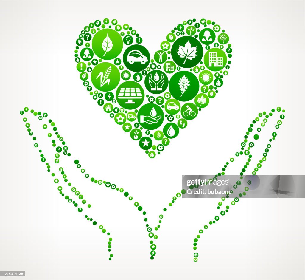 Two Hands Holding a Heart Nature and Environmental Conservation Icon Pattern