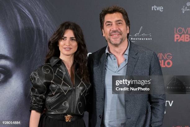 Penelope Cruz and Javier Bardem attend the 'Loving Pablo' Photocall at Melia Serrano Hotel in Madrid on March 6, 2018