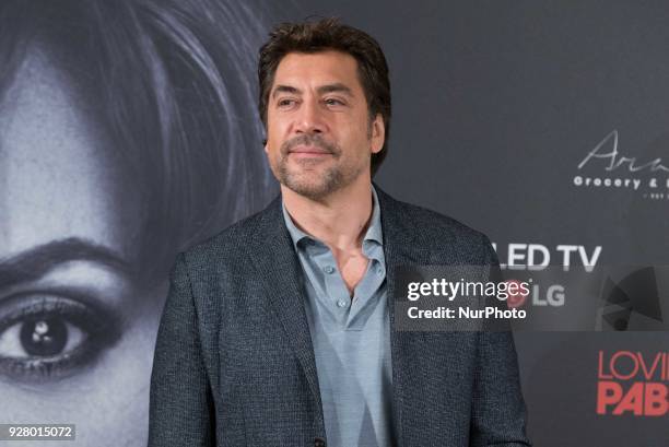 Javier Bardem attends the 'Loving Pablo' Photocall at Melia Serrano Hotel in Madrid on March 6, 2018