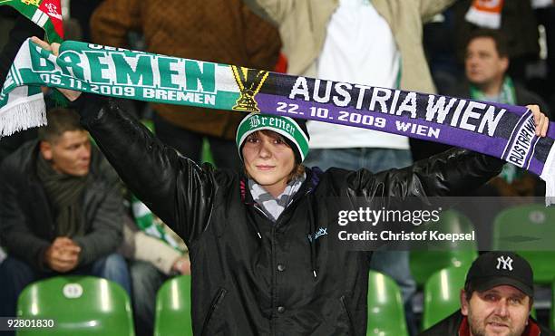 Fan of Bremen is pictured during the UEFA Europa League Group L match between Werder Bremen and Austria Wien at the Weser stadium on November 5, 2009...