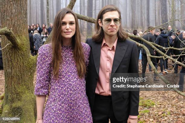 Actress Keira Knightley and her husband musician James Righton attend the Chanel show as part of the Paris Fashion Week Womenswear Fall/Winter...