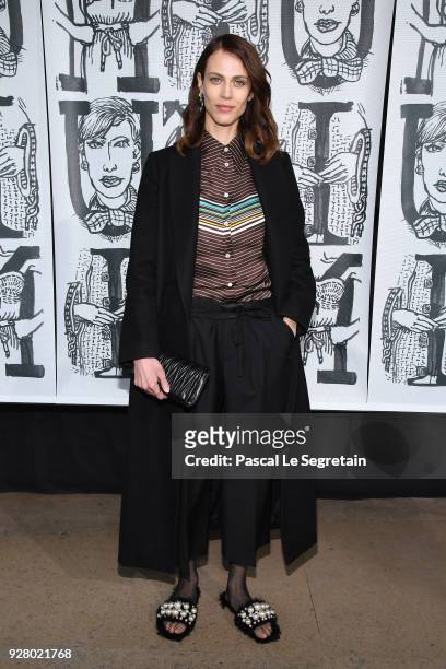 Aymeline Valade attends the Miu Miu show as part of the Paris Fashion Week Womenswear Fall/Winter 2018/2019 on March 6, 2018 in Paris, France.