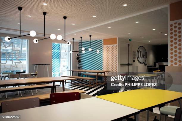 This picture taken on March 6, 2018 shows a lounge of one of the workspace of the new headquarters of the Regional Council of Ile de France in...