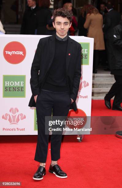 Nathan Sykes attends 'The Prince's Trust' and TKMaxx with Homesense Awards at London Palladium on March 6, 2018 in London, England.