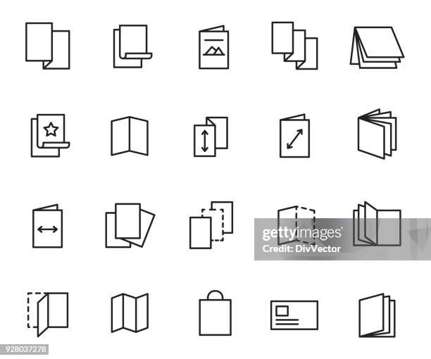 bildbanksillustrationer, clip art samt tecknat material och ikoner med flyer ikonuppsättning - ihopvikt