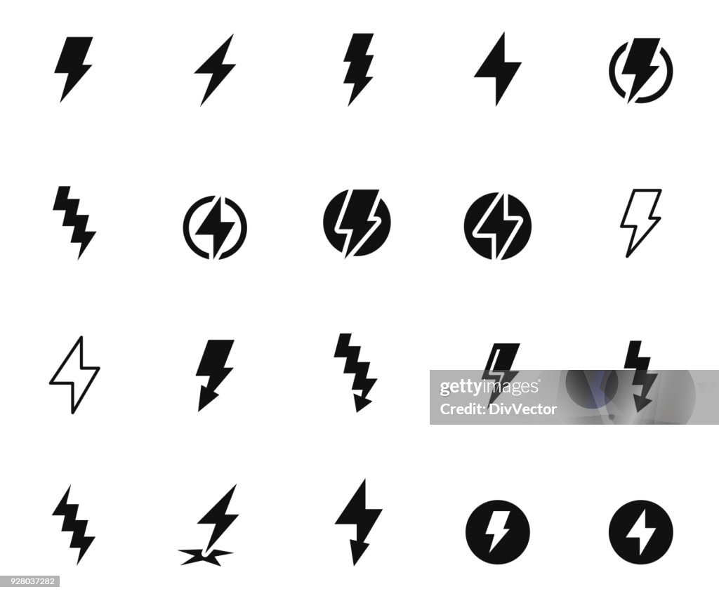 Lightning bolt icon set