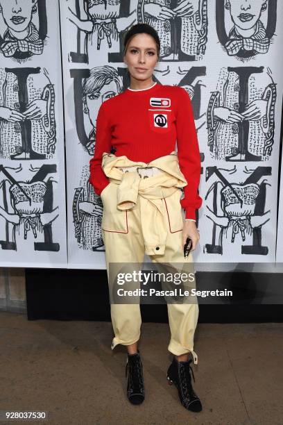 Elena Perminova attends the Miu Miu show as part of the Paris Fashion Week Womenswear Fall/Winter 2018/2019 on March 6, 2018 in Paris, France.