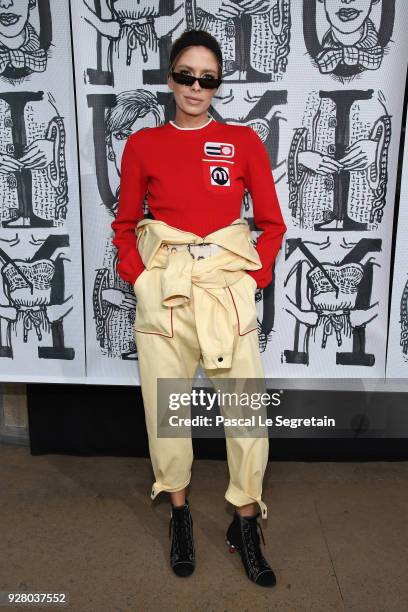 Elena Perminova attends the Miu Miu show as part of the Paris Fashion Week Womenswear Fall/Winter 2018/2019 on March 6, 2018 in Paris, France.