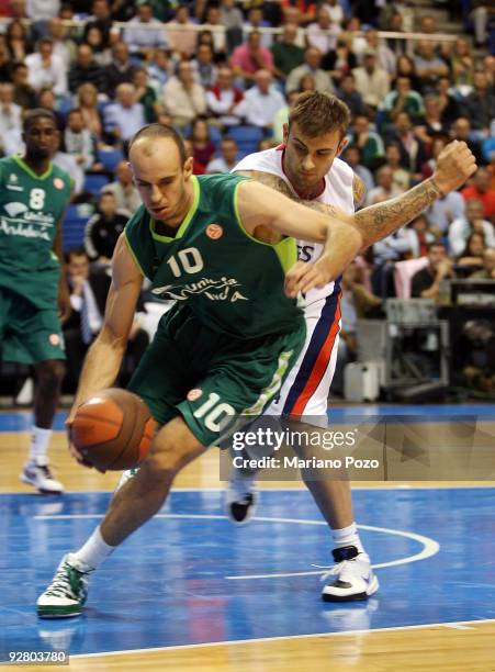 Carlos Jimene of Unicaja in action during the Euroleague Basketball Regular Season 2009-2010 Game Day 3 between Unicaja and Efes Pilsen Istanbul at...