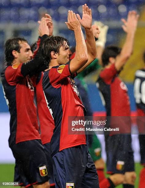 Giuseppe Sculli of Genoa CFC celebrates after their victory during the UEFA Europa League Group B match between Genoa CFC and LOSC Lille Metropole at...