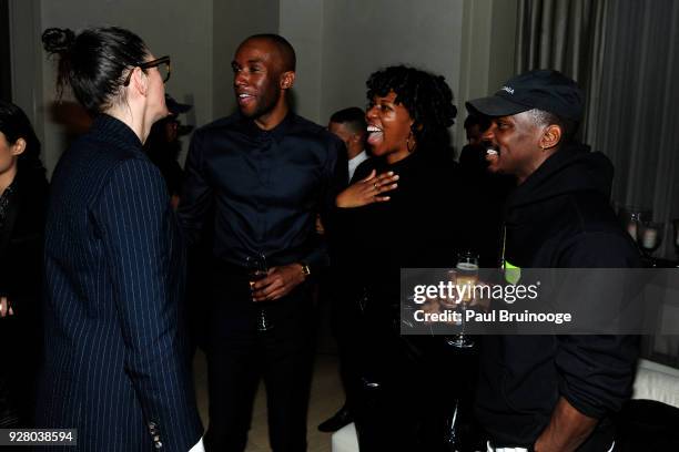 Jenna Lyons, Jae Joseph and Yashua Simmons attend Mickalene Thomas and Racquel Chevremont Present Deux Femme Noirs at The Edition Hotel on March 5,...