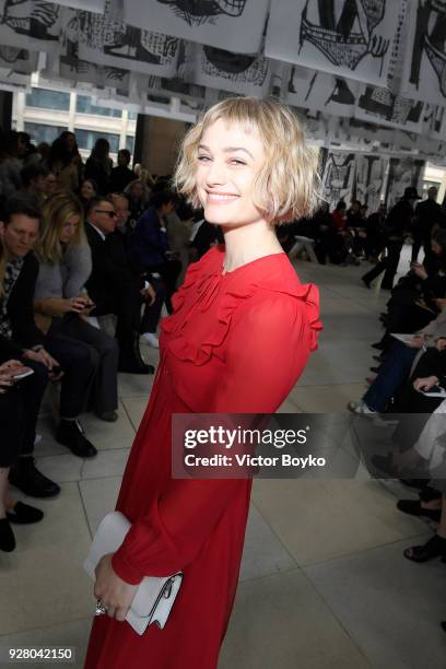 Alison Sudol attends the Miu Miu show as part of the Paris Fashion Week Womenswear Fall/Winter 2018/2019 on March 6, 2018 in Paris, France.